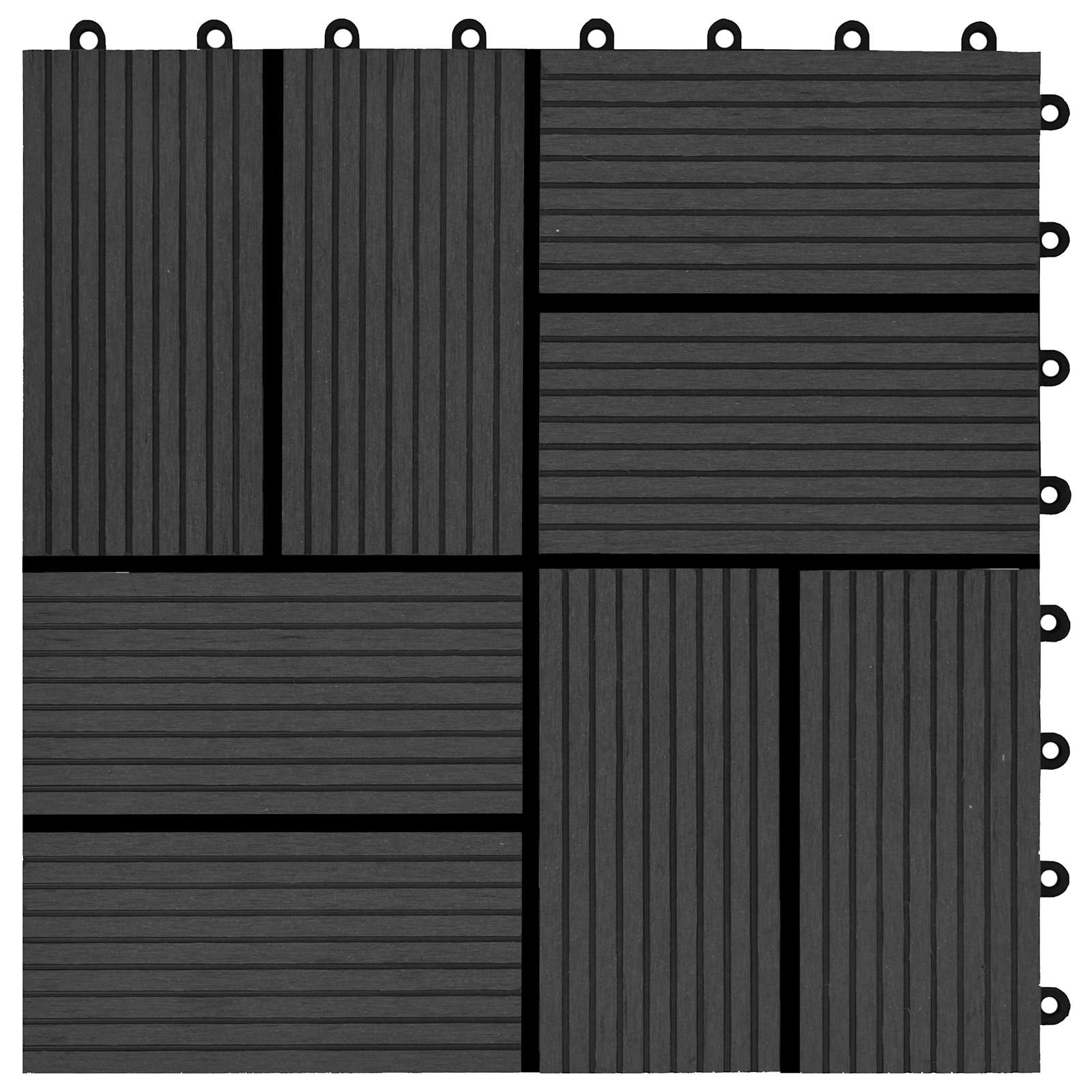 Pločice za decking 11 pcs Crna 30 x 30 cm Drvoplastična smjesa