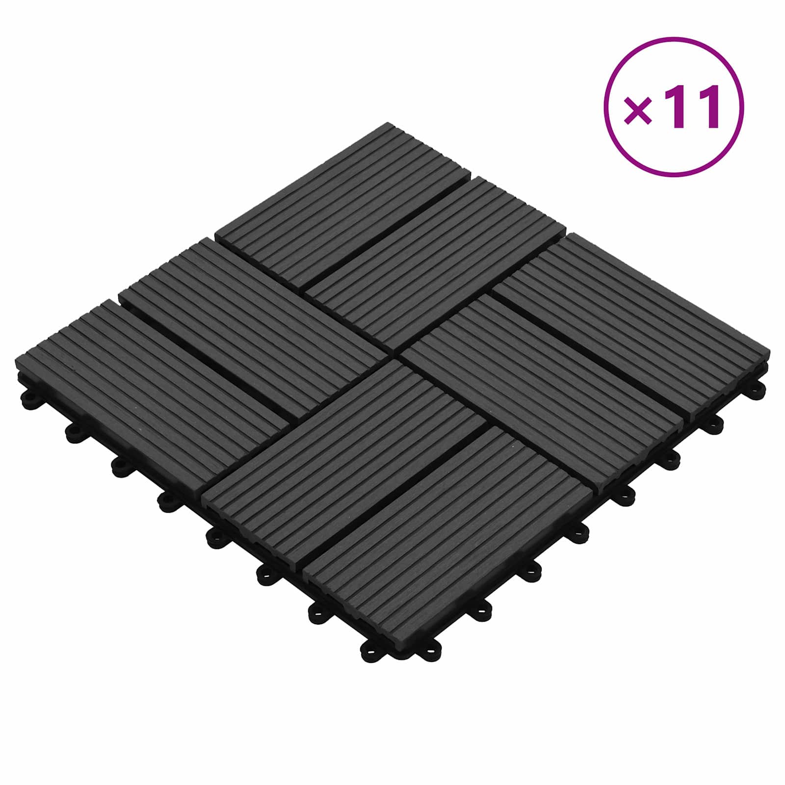 Pločice za decking 11 pcs Crna 30 x 30 cm Drvoplastična smjesa