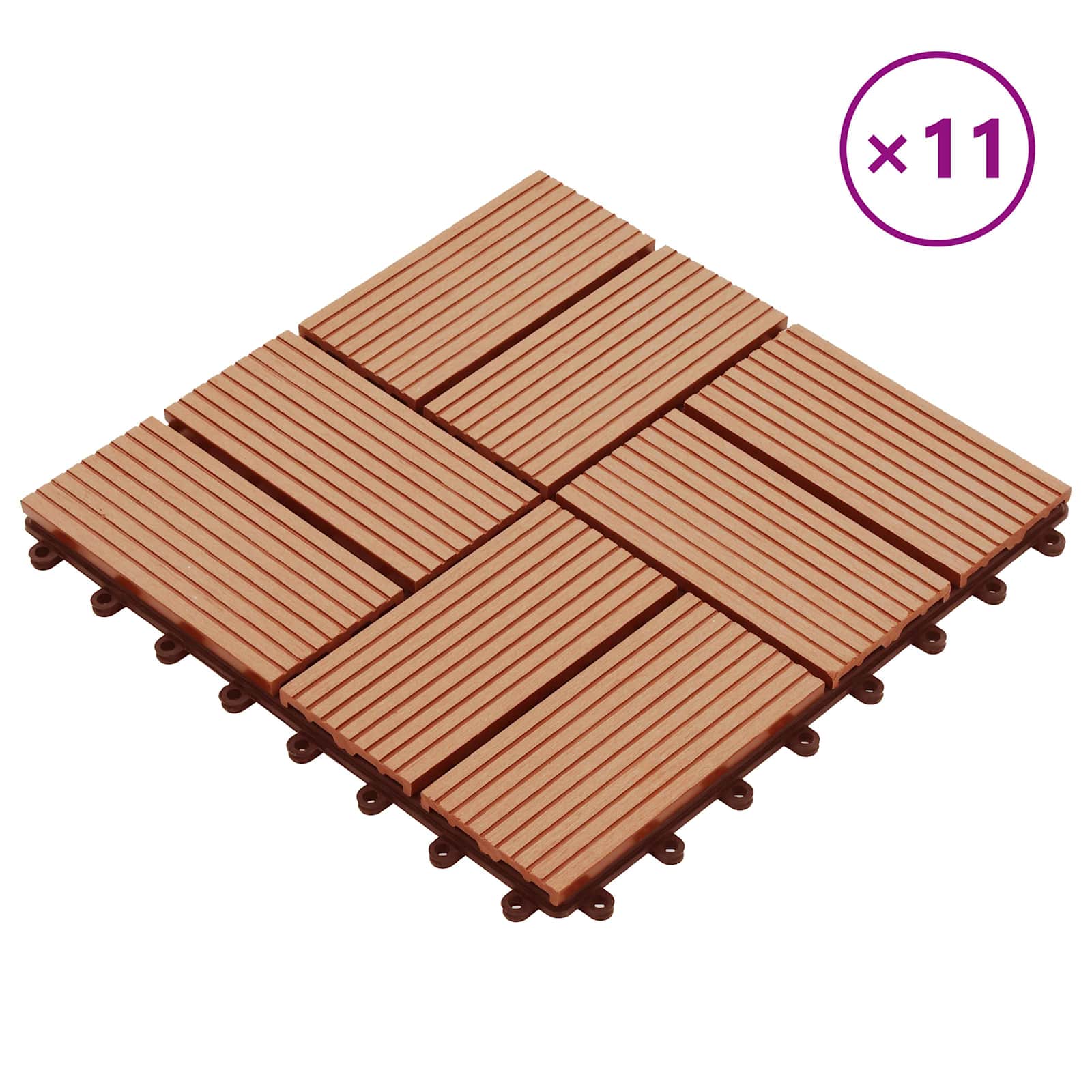 Pločice za decking 11 pcs Tikovina 30 x 30 cm