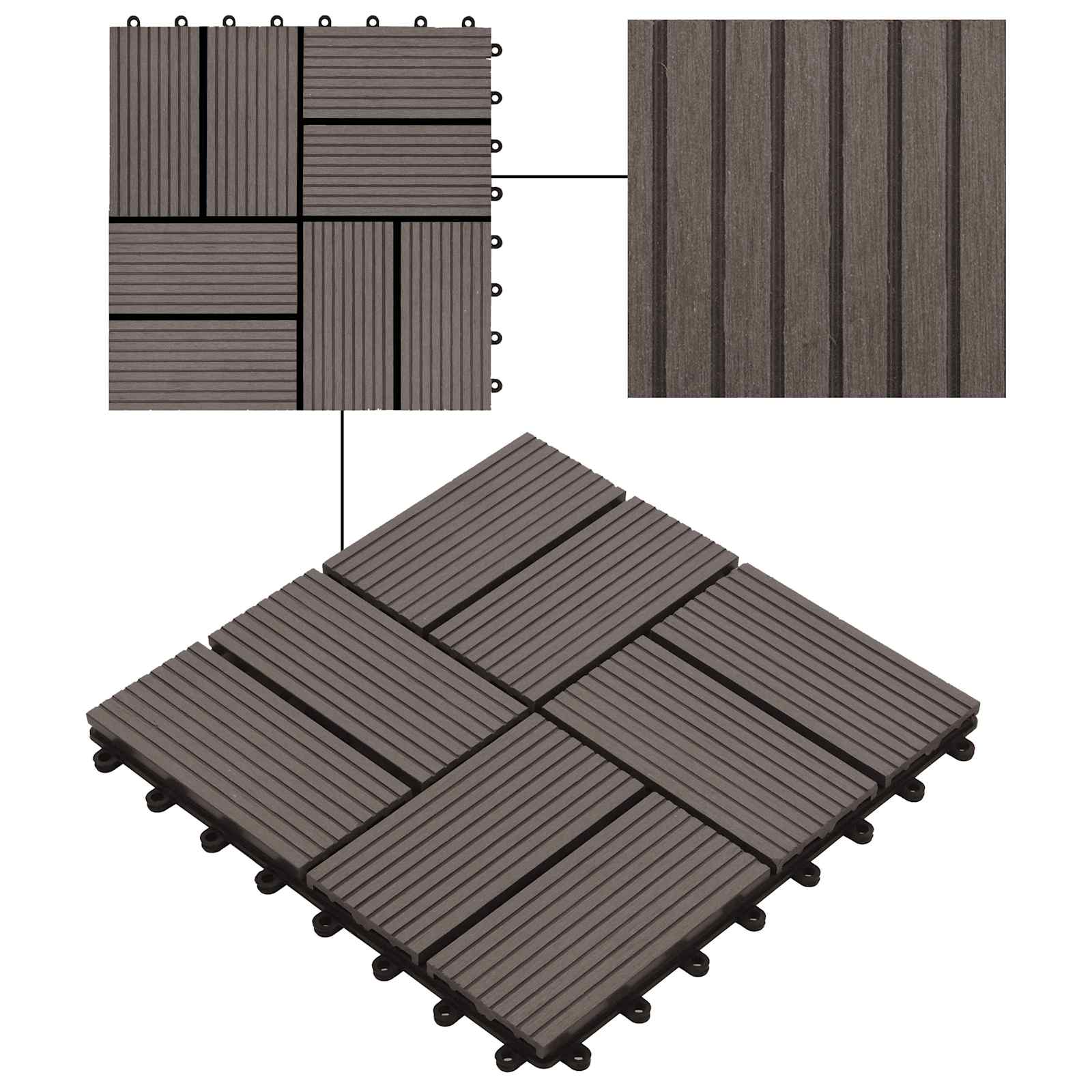 Pločice za decking 11 pcs Tamno smeđa 30 x 30 cm