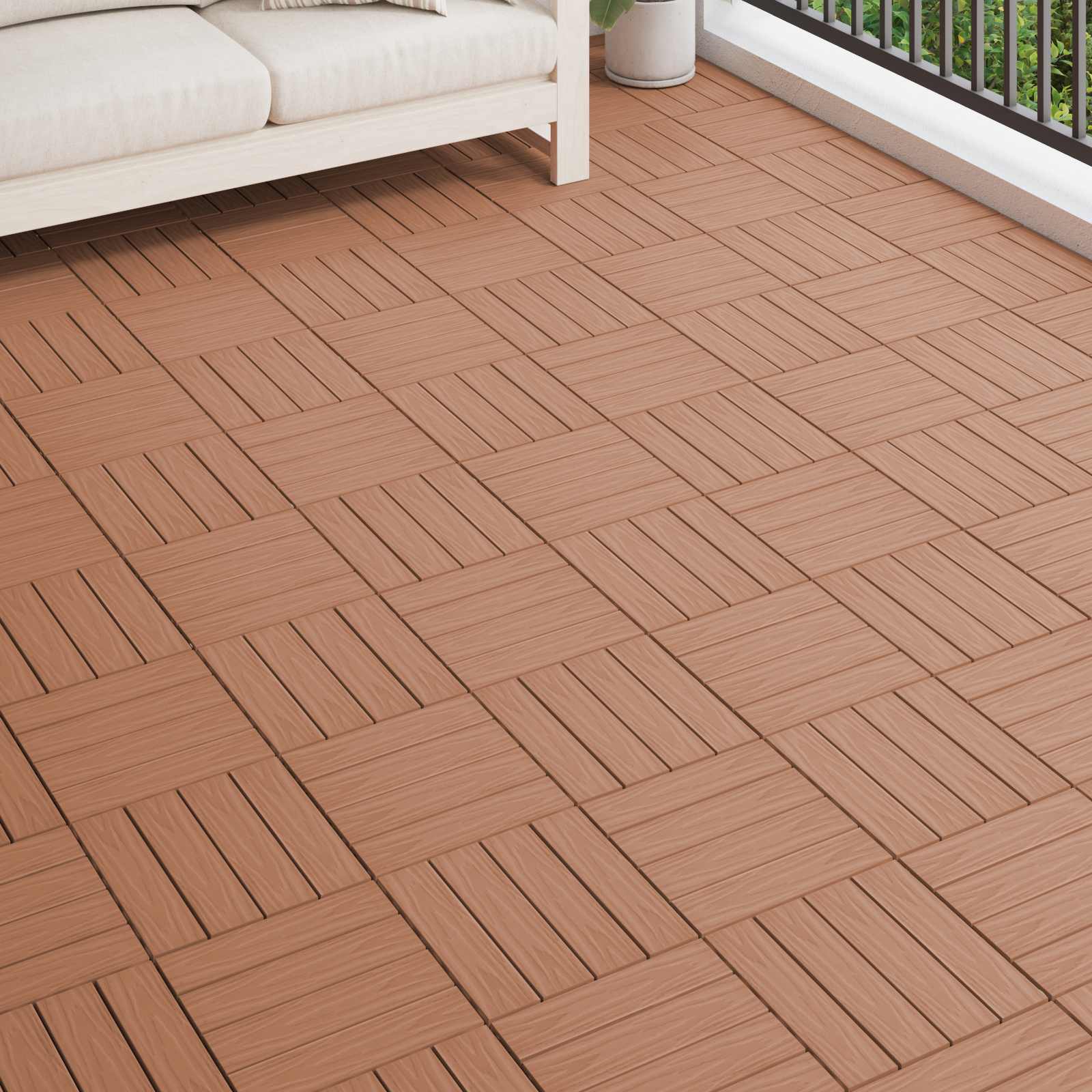 Pločice za decking 3D Dizajn 11 pcs Svijetlosmeđa 30 x 30 cm
