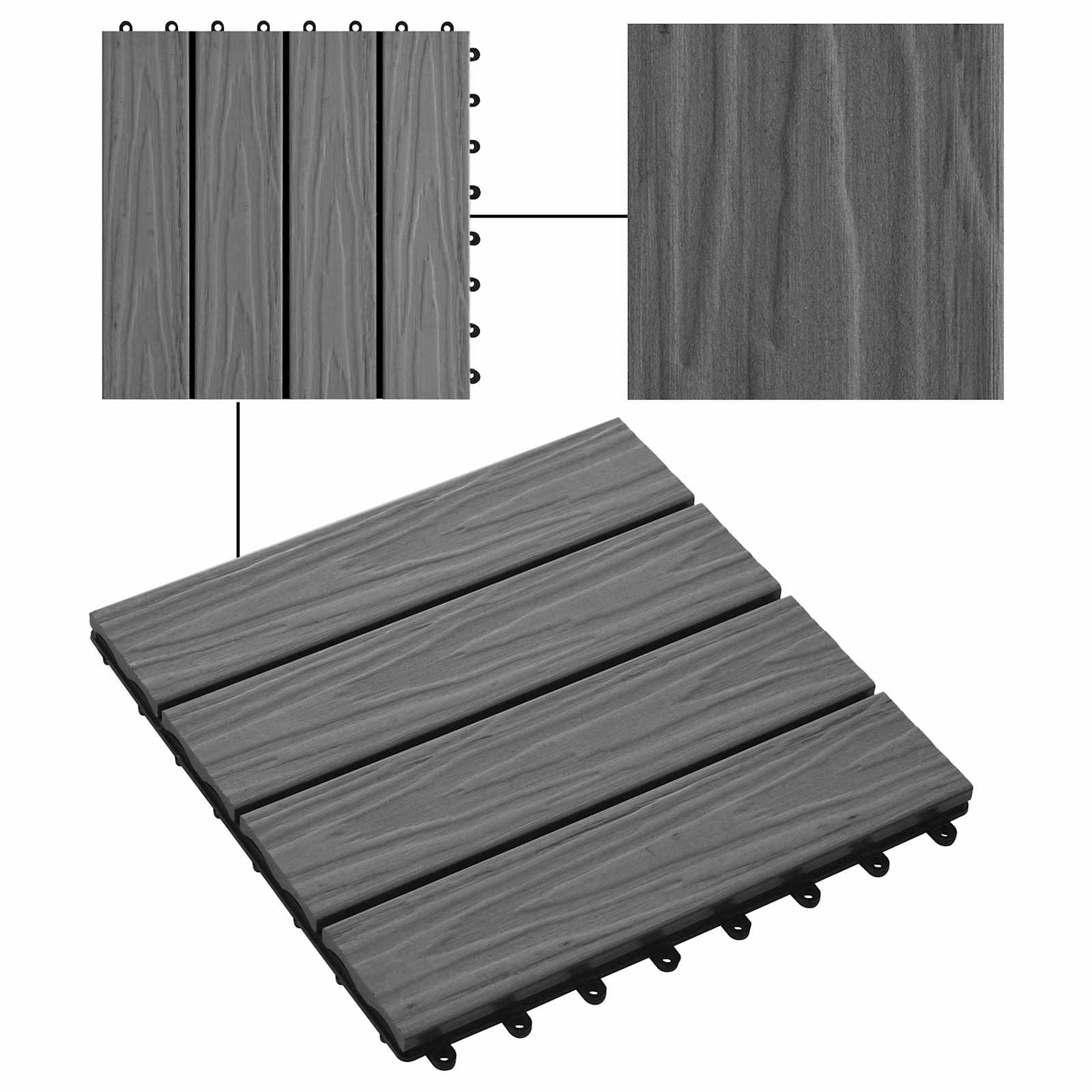 Pločice za decking 11 pcs Sivi 30 x 30 cm Drvoplastična smjesa
