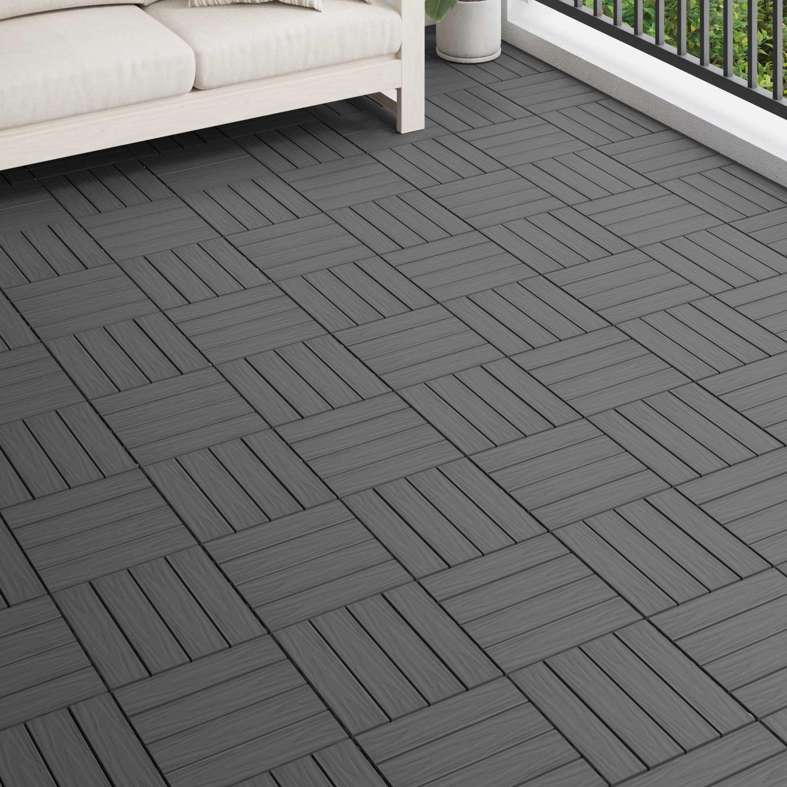 Pločice za decking 11 pcs Crna 30 x 30 cm Drvoplastična smjesa