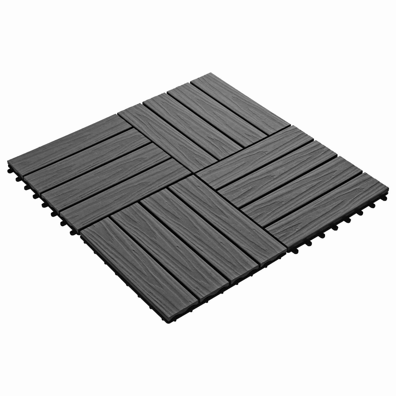 Pločice za decking 11 pcs Crna 30 x 30 cm Drvoplastična smjesa