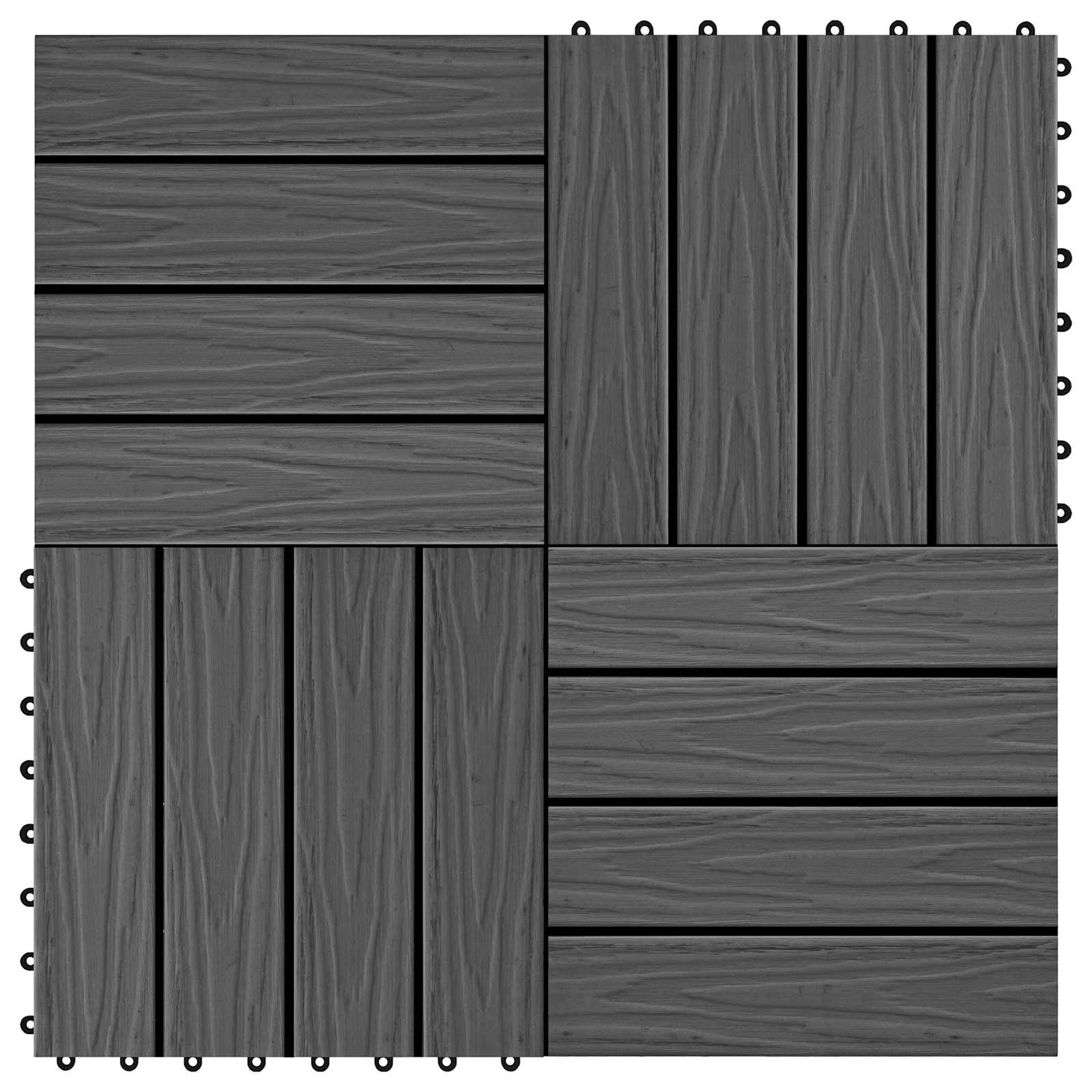 Pločice za decking 11 pcs Crna 30 x 30 cm Drvoplastična smjesa