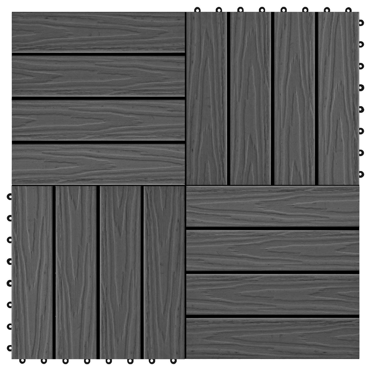 Pločice za decking 3D Dizajn 11 kom. Crna 30 x 30 cm WPC
