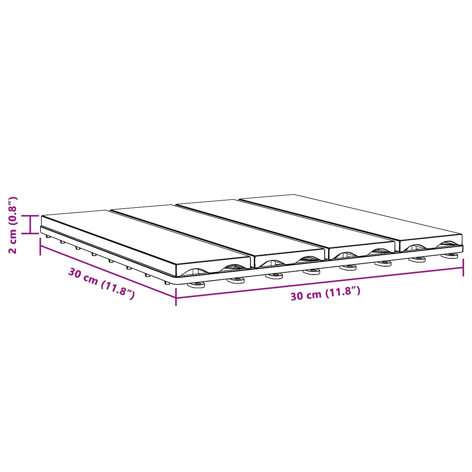 Pločice za decking 3D Dizajn 11 pcs Tikovina 30 x 30 cm