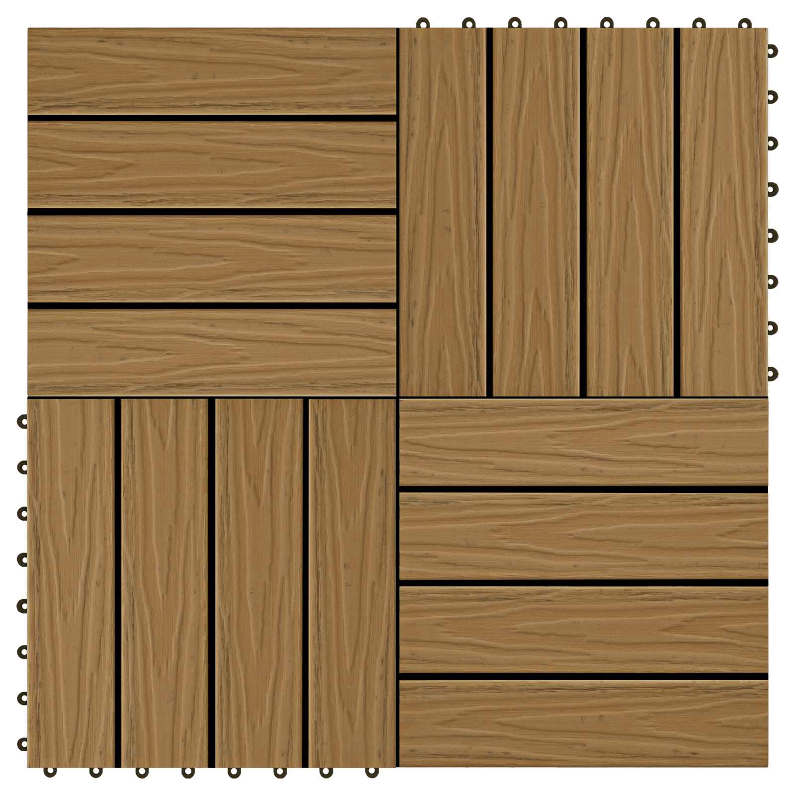 Pločice za decking 3D Dizajn 11 pcs Tikovina 30 x 30 cm