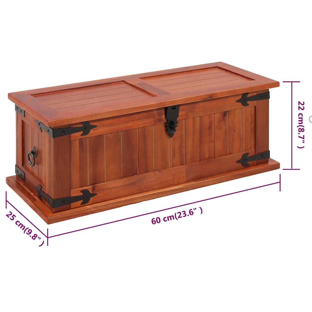 Škrinja za pohranu 60 x 25 x 22 cm masivno bagremovo drvo
