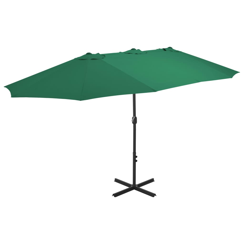 Vanjski suncobran s aluminijskim stupom 460 x 270 cm zeleni