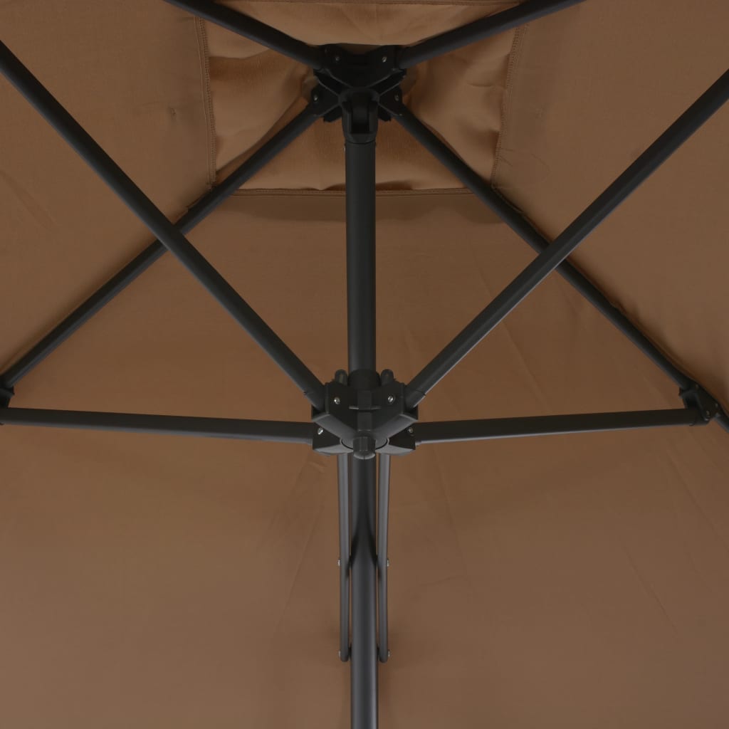 Vanjski suncobran s čeličnim stupom 250 x 250 cm smeđesivi
