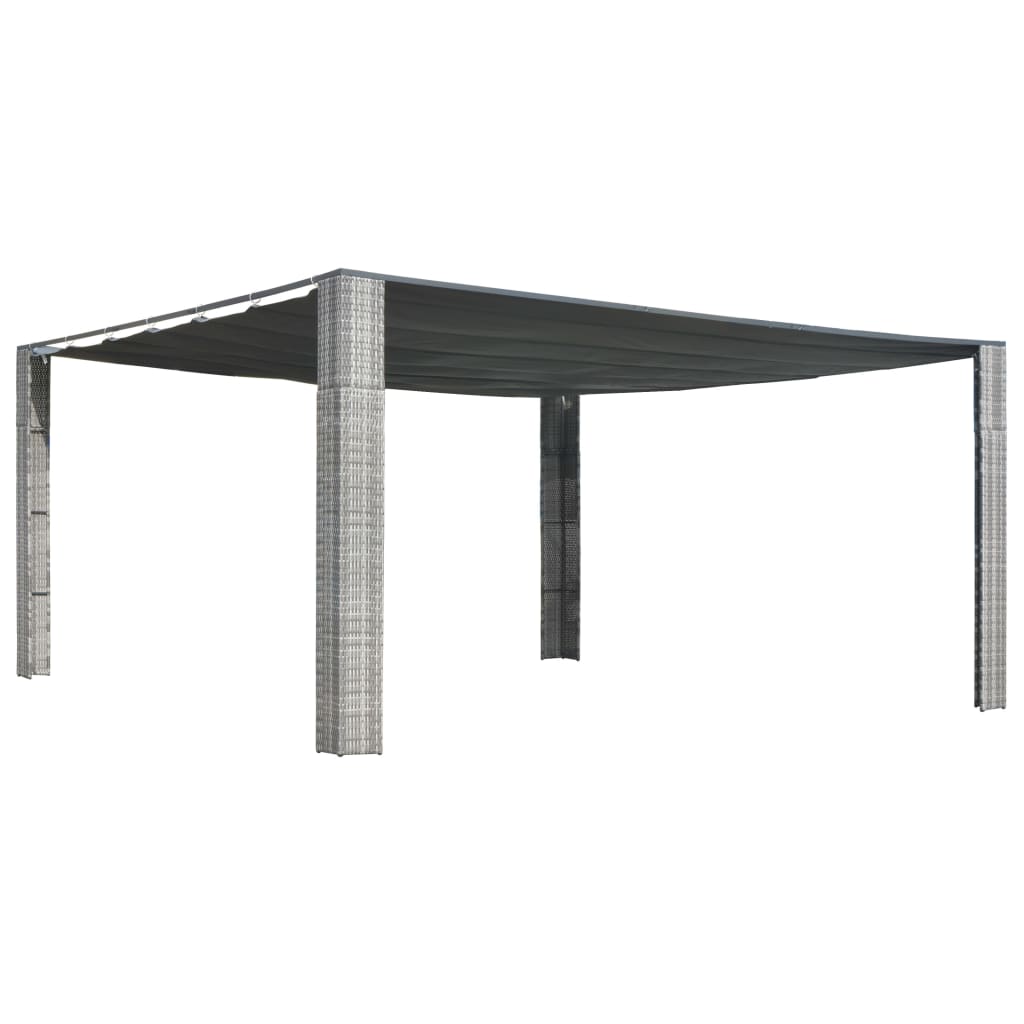 Sjenica s pomičnim krovom od poliratana 400 x 400 x 200 cm siva i antracit