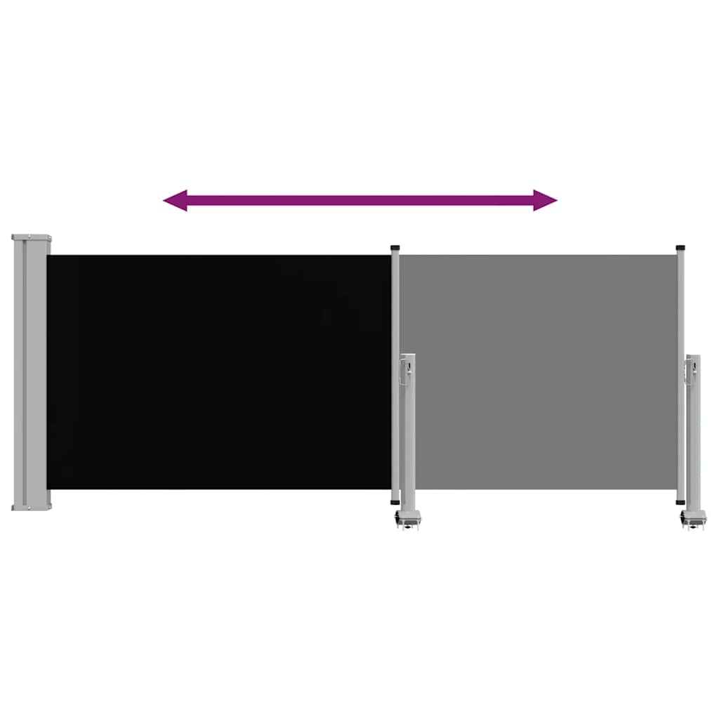 Uvlačiva bočna tenda za terasu 100 x 300 cm crna