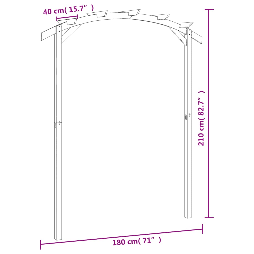 Vrtna pergola od impregnirane borovine 180 x 210 x 40 cm