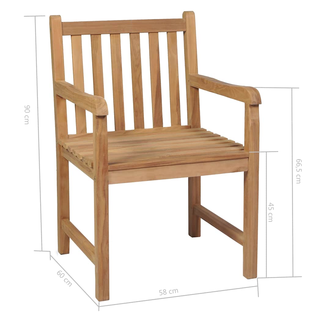 5-dijelni vrtni blagovaonski set od masivne tikovine Smeđa Dužina stola 80 cm