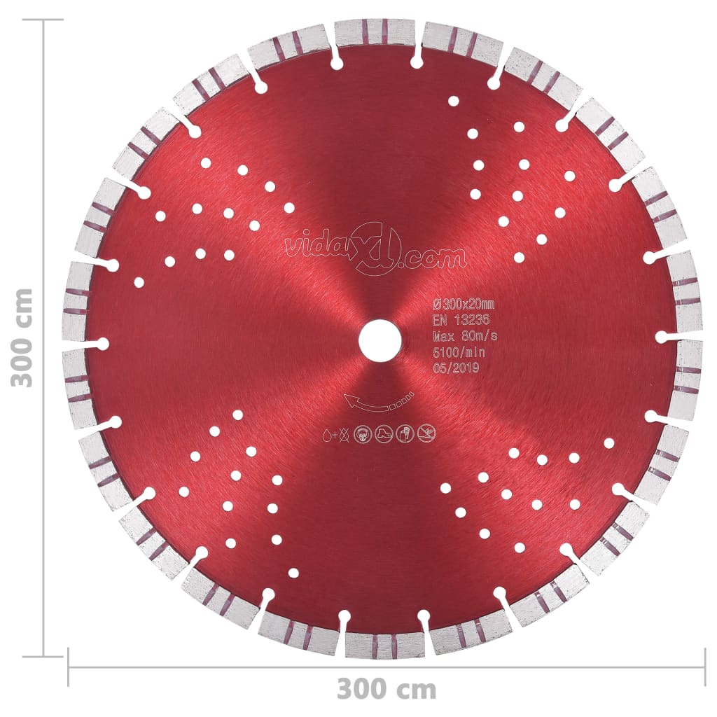Dijamantni disk za rezanje s turbo segmentima i rupama 300 mm