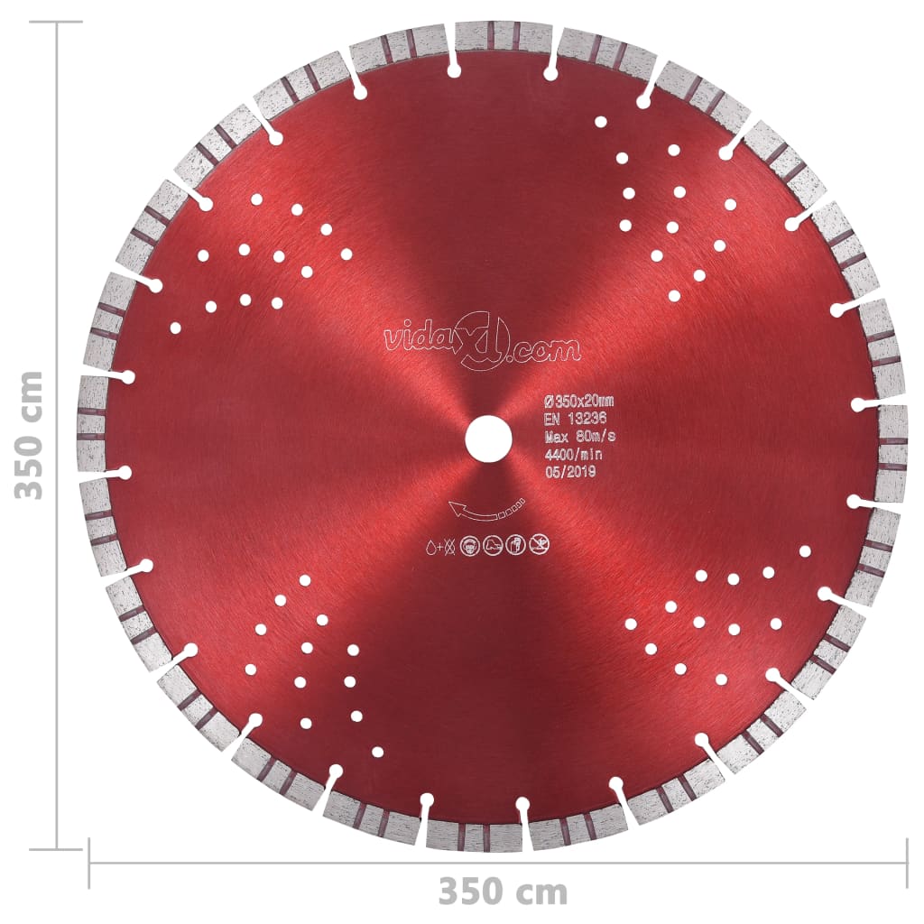 Dijamantni disk za rezanje s turbo segmentima i rupama 350 mm