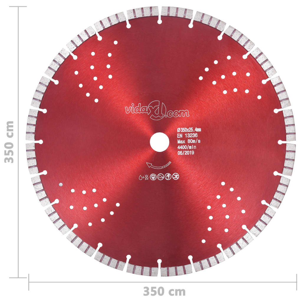 Dijamantni disk za rezanje s turbo segmentima i rupama 350 mm