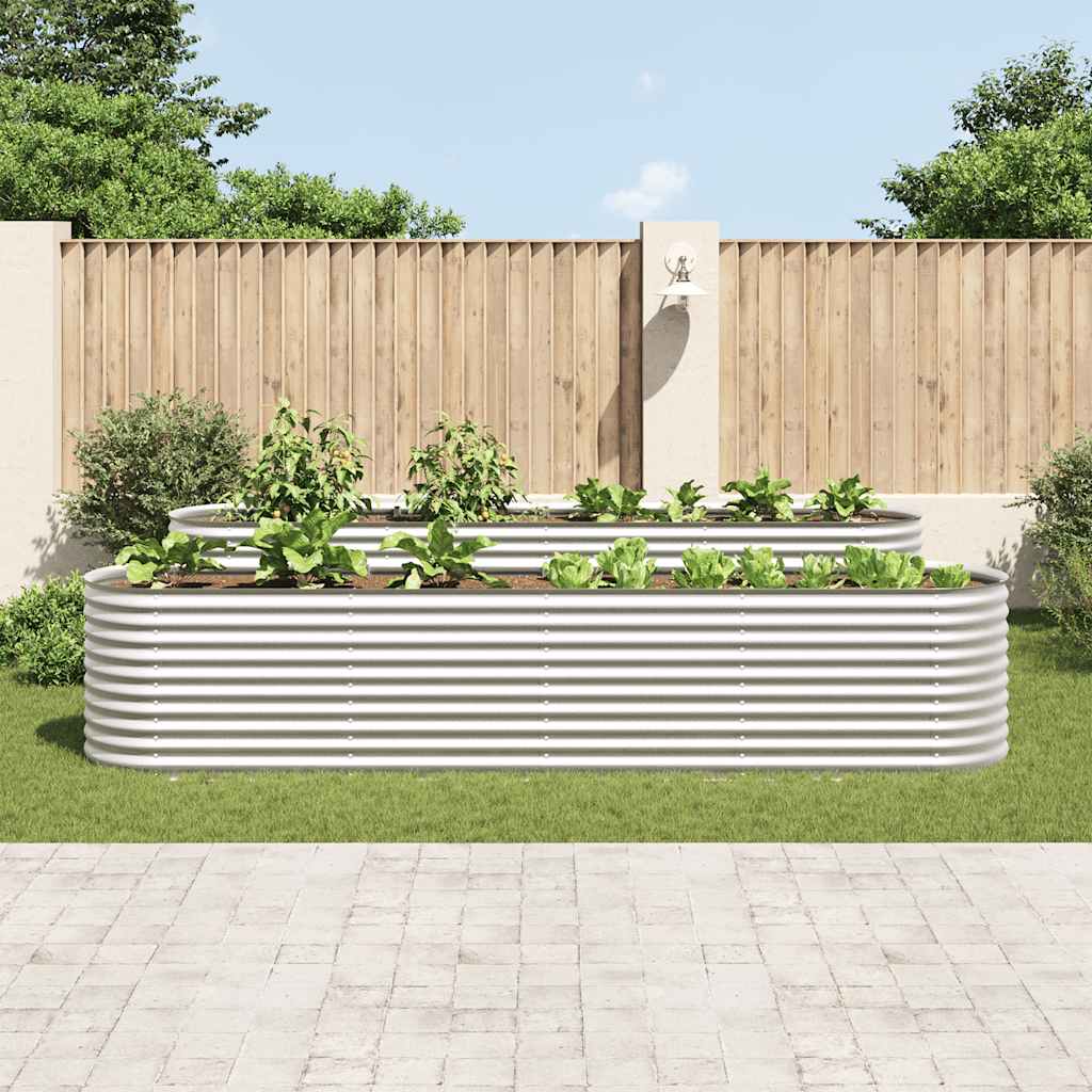 Vrtna sadilica od pocinčanog čelika 400 x 80 x 81 cm srebrna