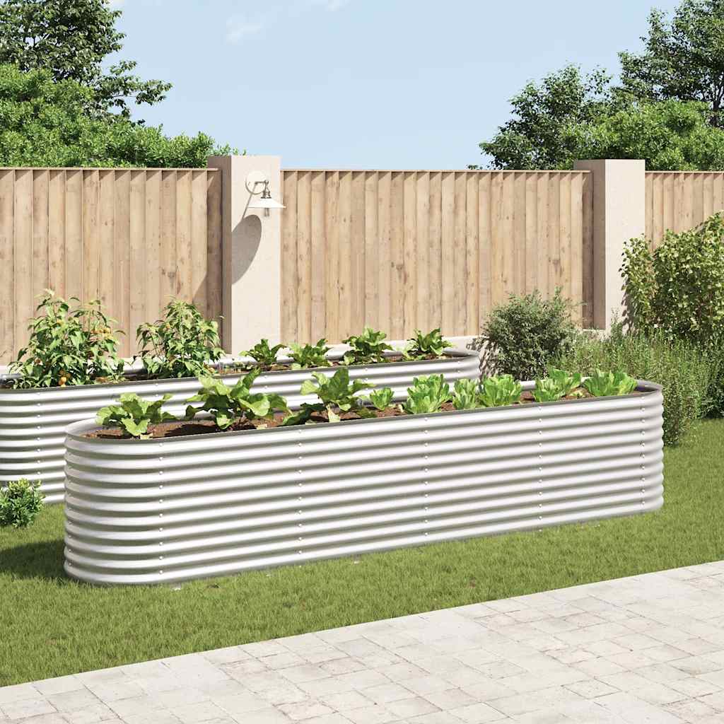 Vrtna sadilica od pocinčanog čelika 400 x 80 x 81 cm srebrna