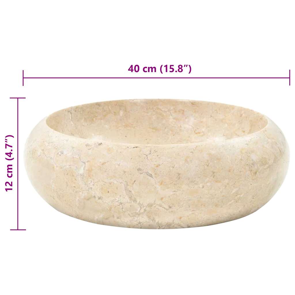 Umivaonik 40 x 12 cm mramorni krem