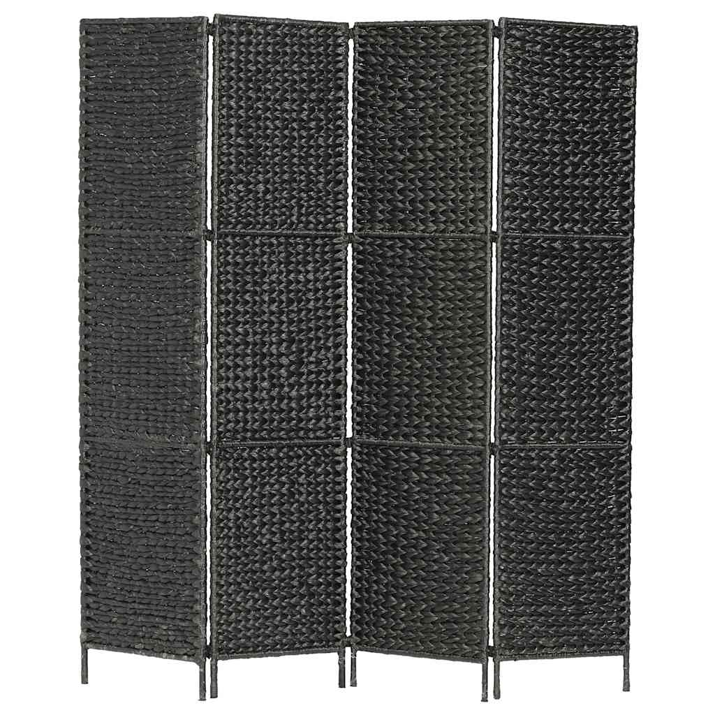Sobna pregrada s 4 panela crna 154 x 160 cm od vodenog zumbula