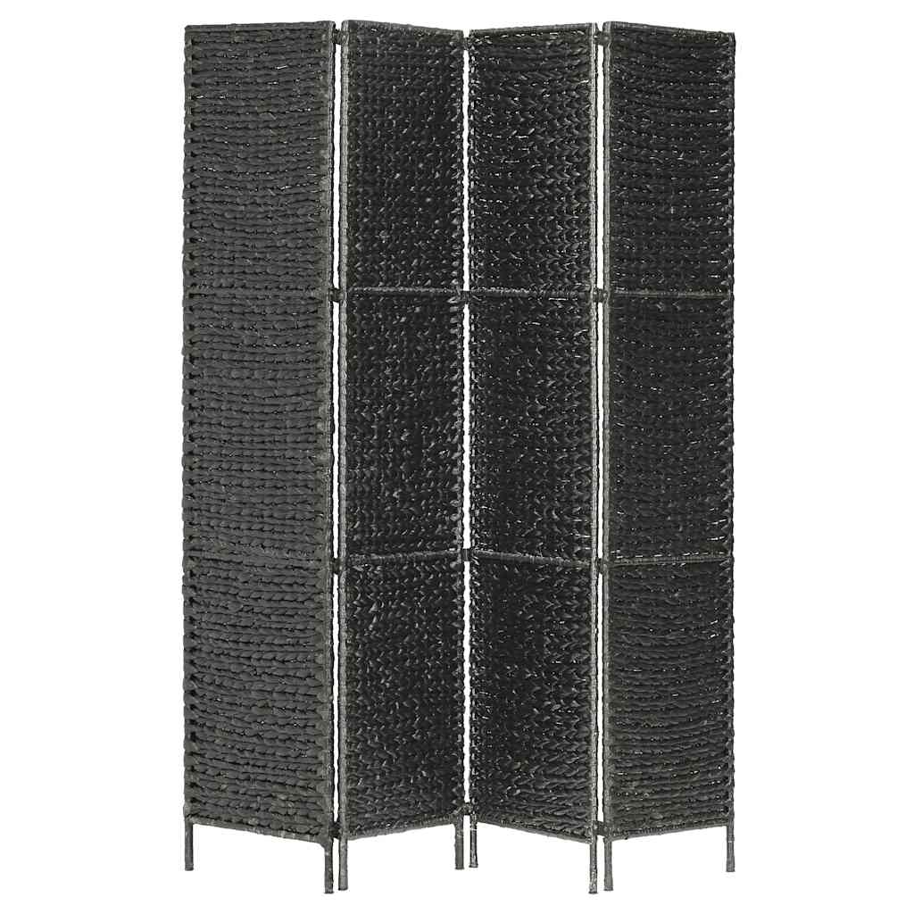 Sobna pregrada s 4 panela crna 154 x 160 cm od vodenog zumbula