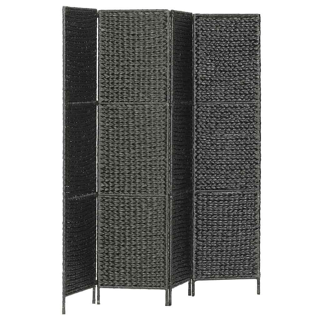 Sobna pregrada s 4 panela crna 154 x 160 cm od vodenog zumbula