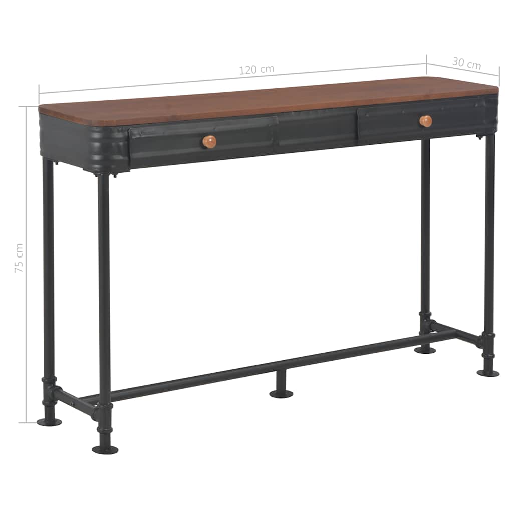 Konzolni stol s 2 ladice 120 x 30 x 75 cm masivna jelovina