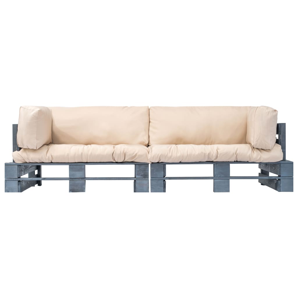 2-dijelni set vrtnih sofa od paleta od borovine s jastucima