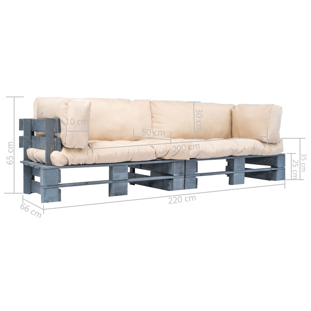 2-dijelni set vrtnih sofa od paleta od borovine s jastucima