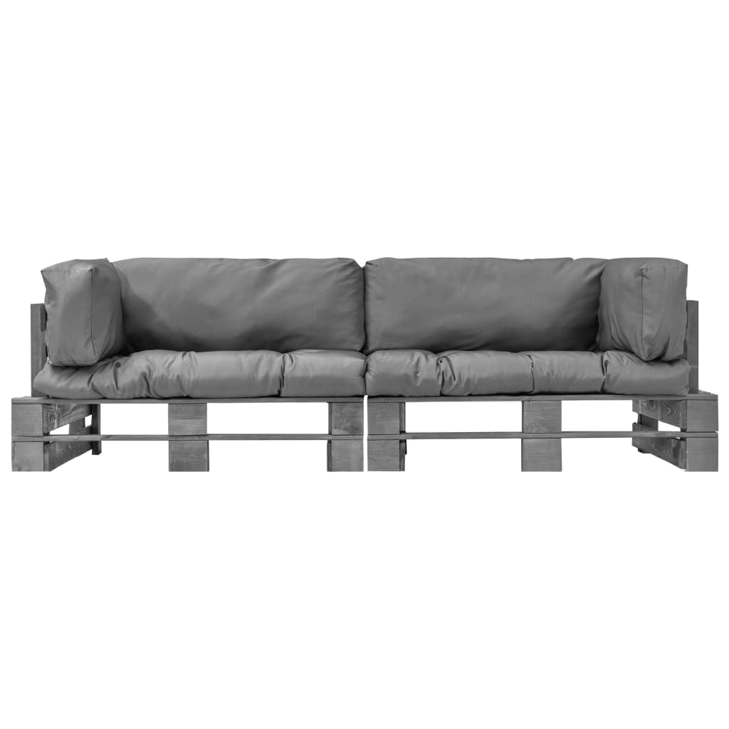2-dijelni set vrtnih sofa od paleta od borovine s jastucima
