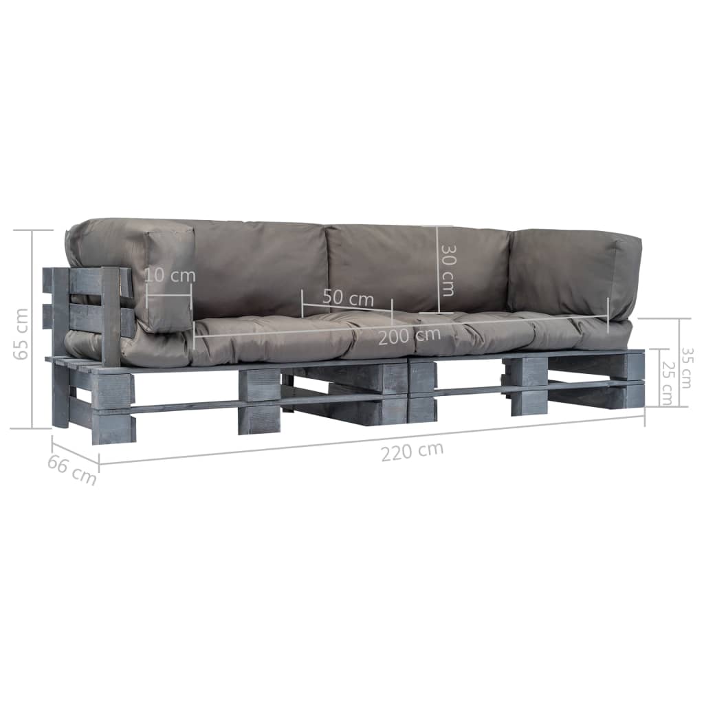 2-dijelni set vrtnih sofa od paleta od borovine s jastucima