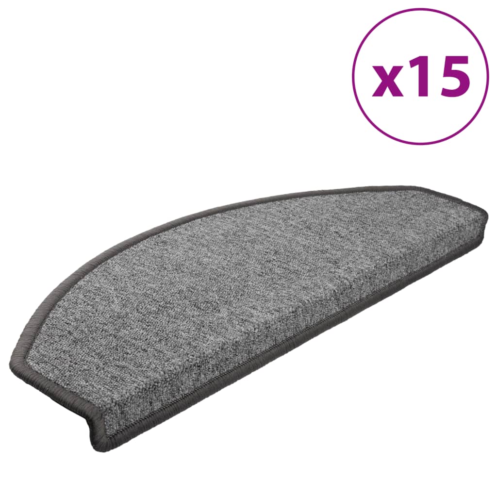 Prostirke za stepenice 15 kom 65x24x4 cm tamno sive poluokrugle velike