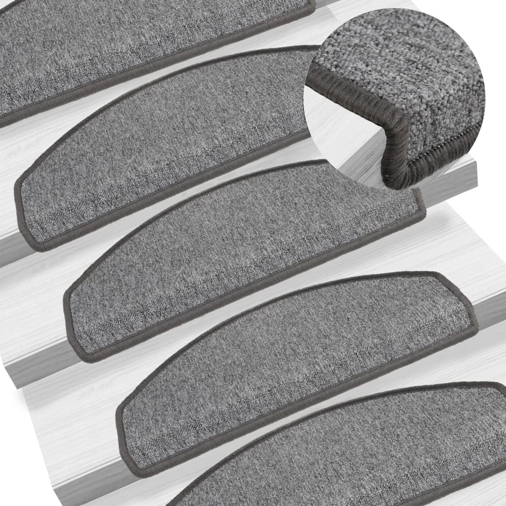 Prostirke za stepenice 15 kom 65x24x4 cm tamno sive poluokrugle velike