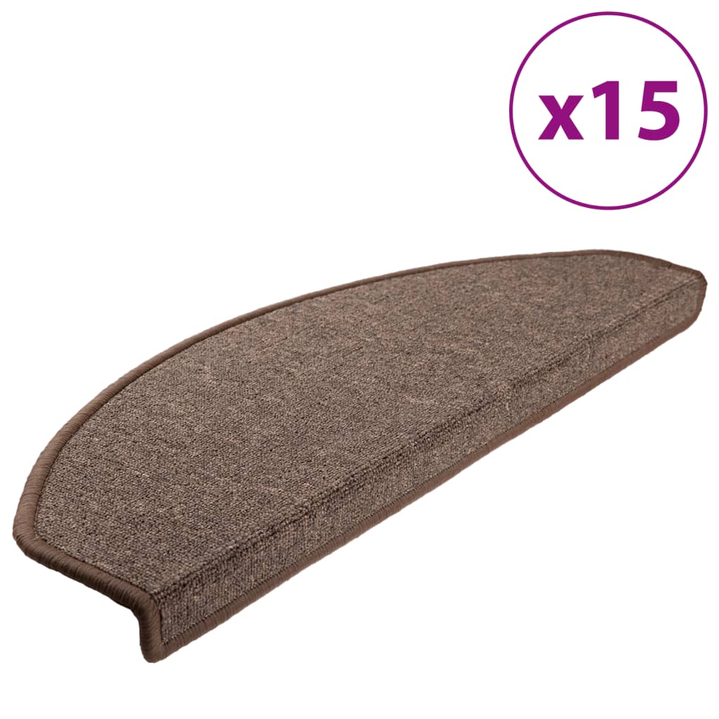 Prostirke za stepenice 15 kom 65x24x4 cm boje kave, poluokrugle, velike