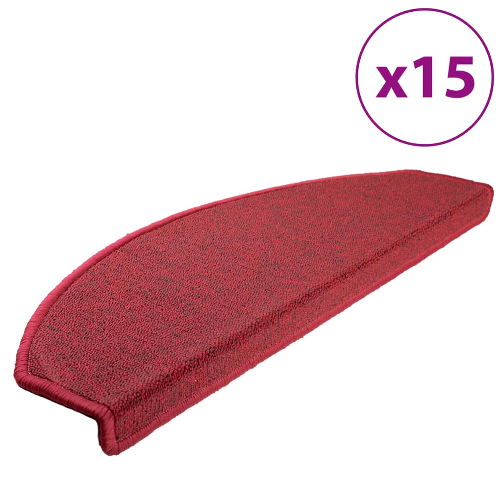 Prostirke za stepenice 15 kom 65x24x4 cm crvene poluokrugle velike