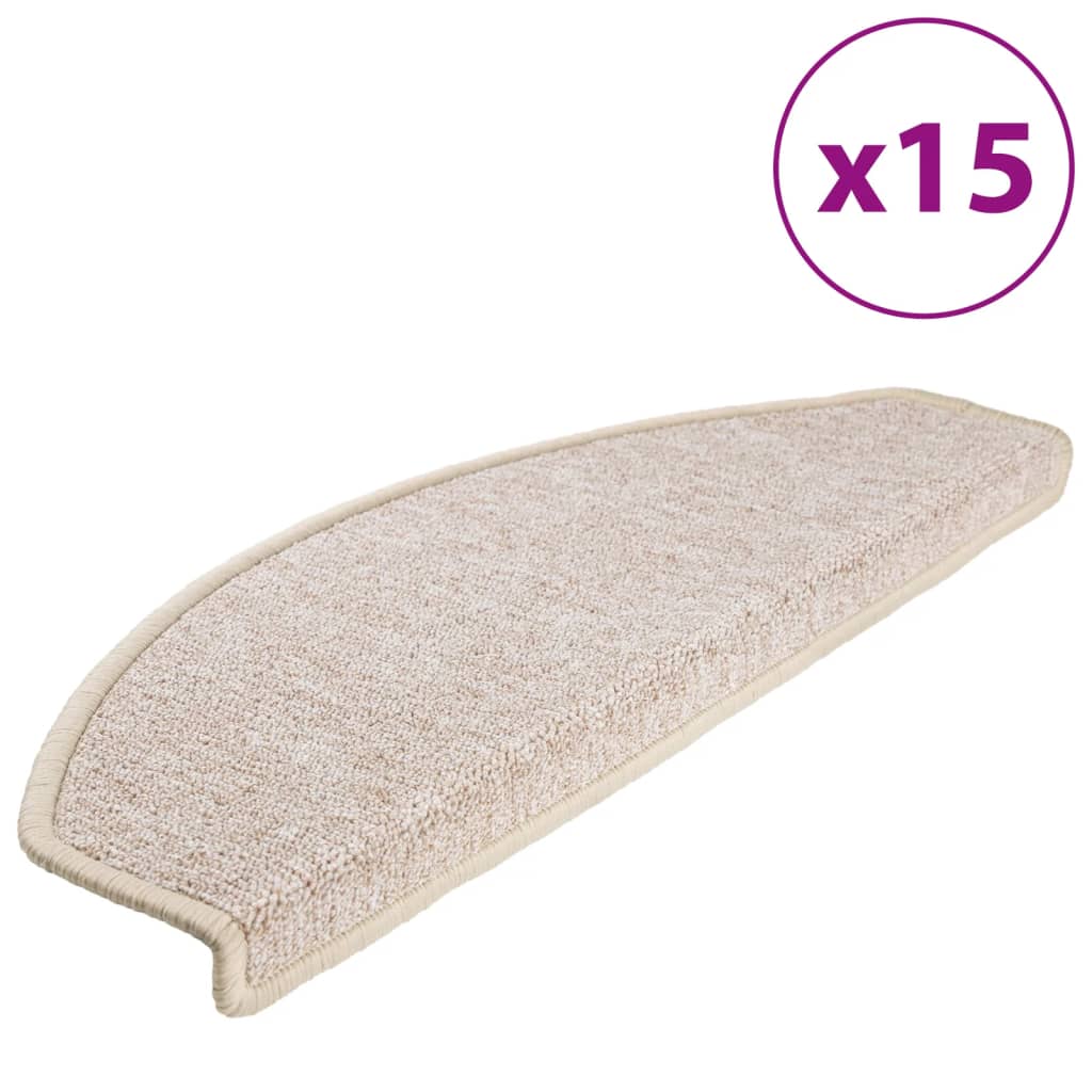 Prostirke za stepenice 15 kom 65x24x4 cm taupe poluokrugle velike