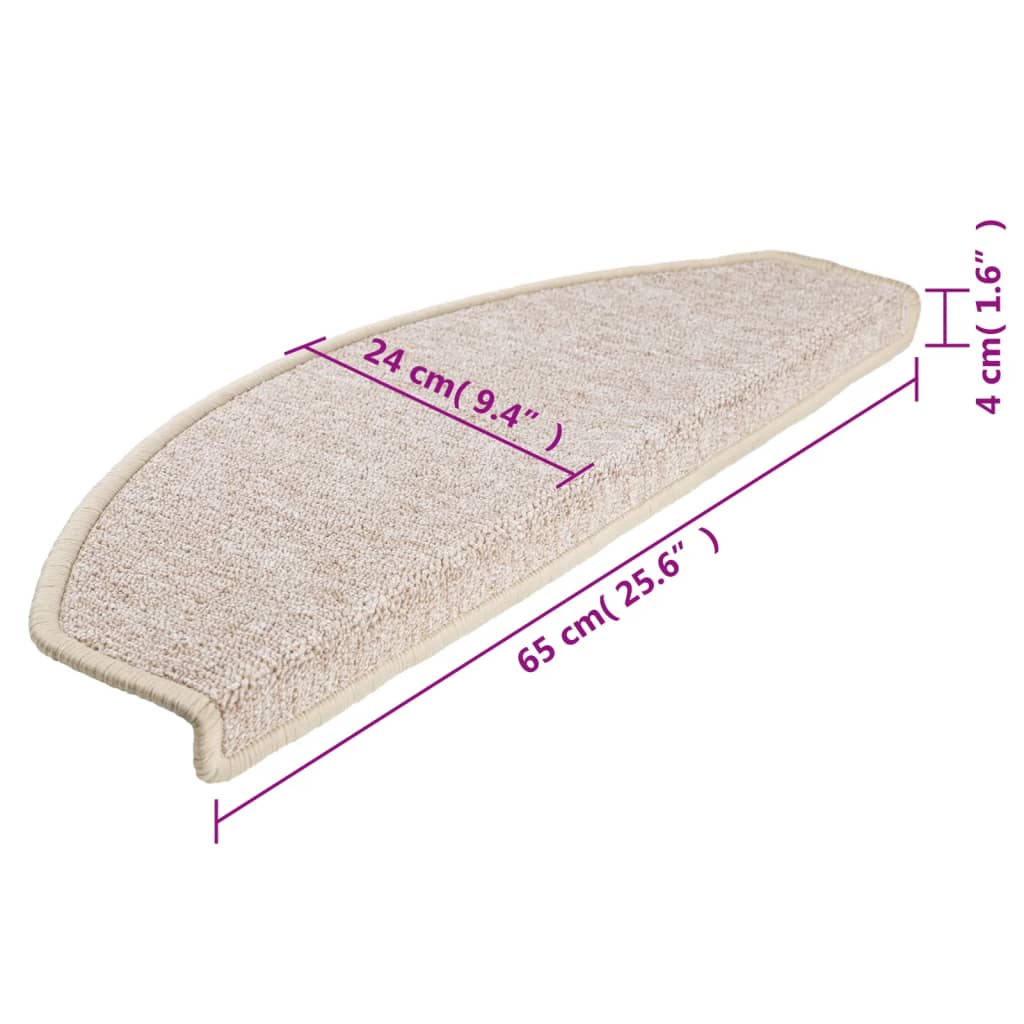 Prostirke za stepenice 15 kom 65x24x4 cm taupe poluokrugle velike