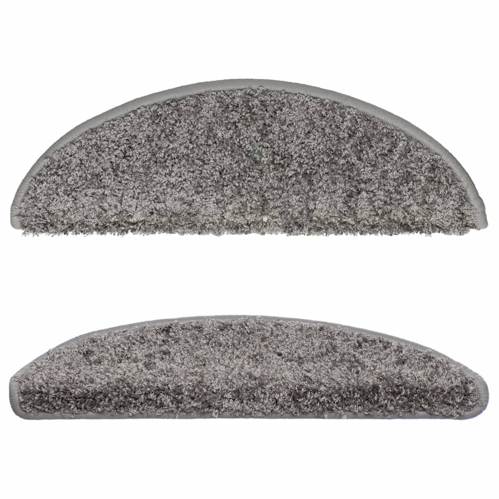 Prostirke za stepenice 15 kom 56x17x3 cm sive poluokrugle