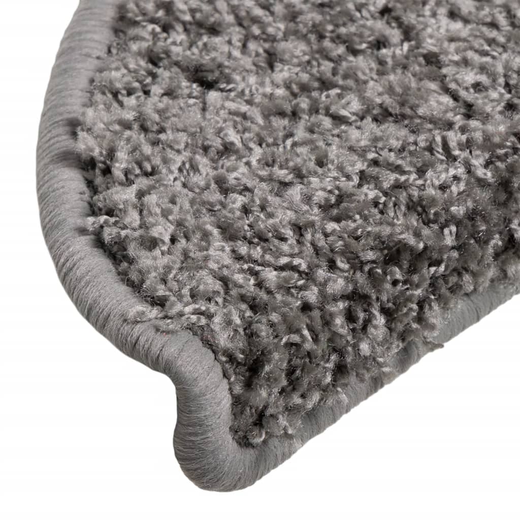 Prostirke za stepenice 15 kom 56x17x3 cm sive poluokrugle