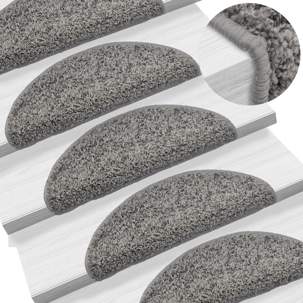 Prostirke za stepenice 15 kom 56x17x3 cm sive poluokrugle