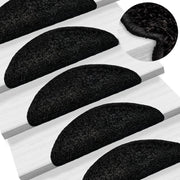 Prostirke za stepenice 15 kom 56x17x3 cm Crne poluokrugle