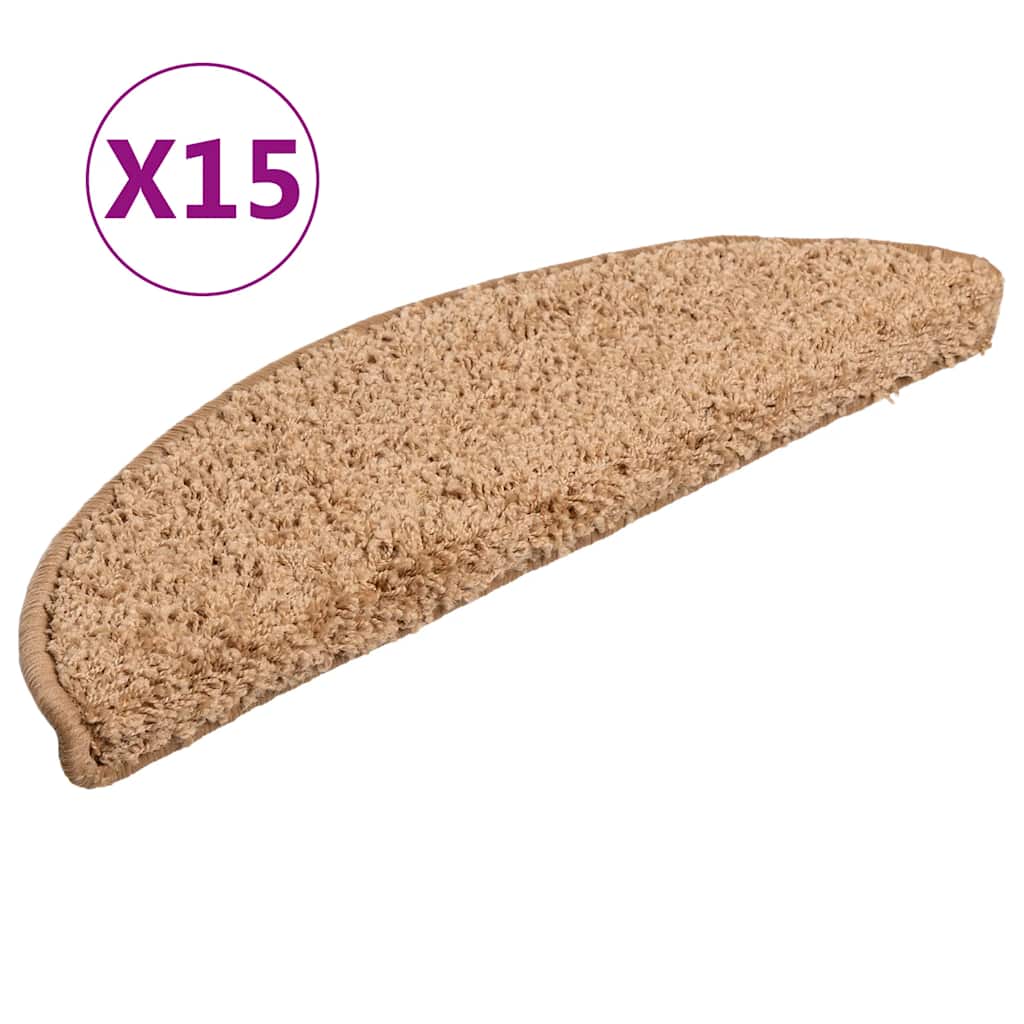Prostirke za stepenice 15 kom 56x17x3 cm bež poluokrugle