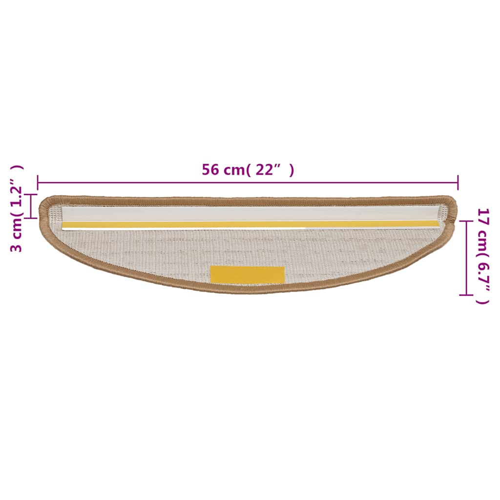 Prostirke za stepenice 15 kom 56x17x3 cm bež poluokrugle