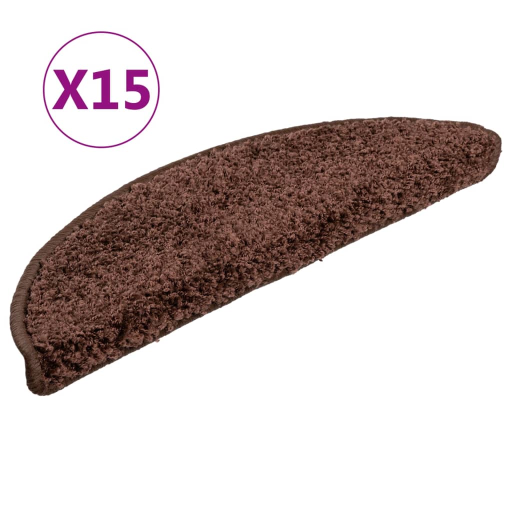Prostirke za stepenice 15 kom 56x17x3 cm smeđe poluokrugle