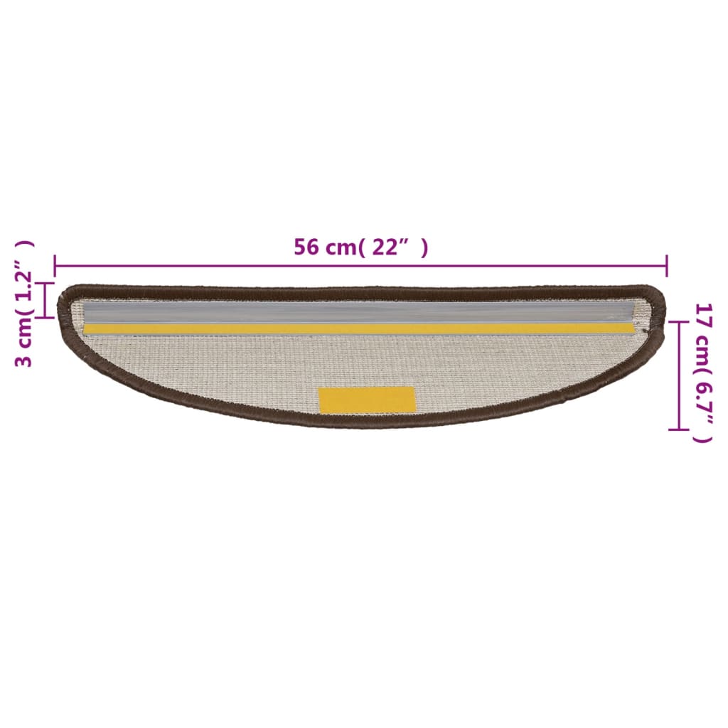 Prostirke za stepenice 15 kom 56x17x3 cm smeđe poluokrugle
