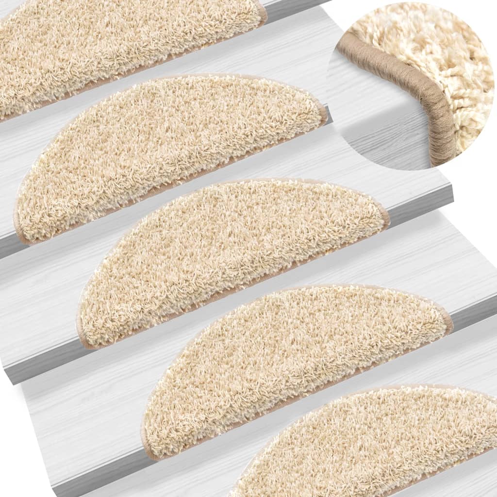 Prostirke za stepenice 15 kom 56x17x3 cm krem poluokrugle