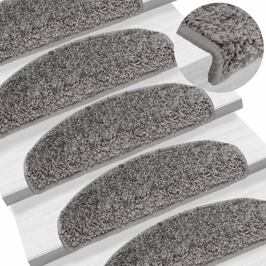 Prostirke za stepenice 15 kom 65x21x4 cm sive poluokrugle velike
