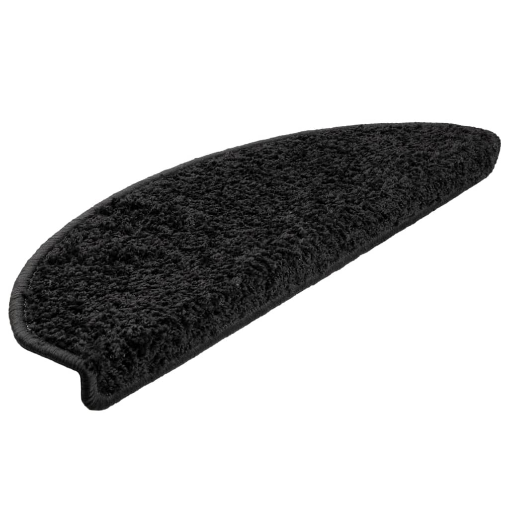 Prostirke za stepenice 15 kom 65x21x4 cm Crne poluokrugle velike